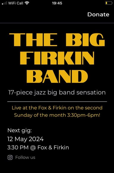 Landing page of The Big Firkin Band website