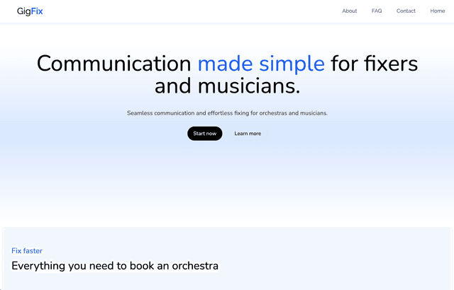 GigFix landing page