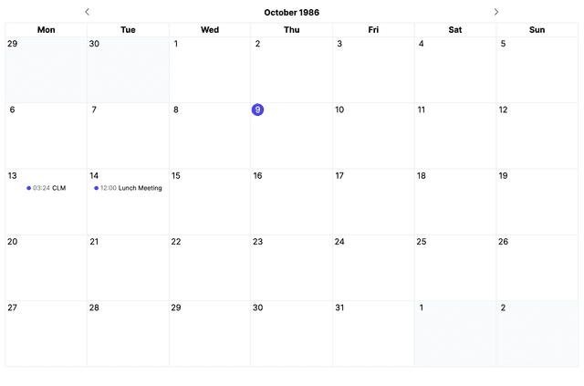 Example of MonthCalendar component.